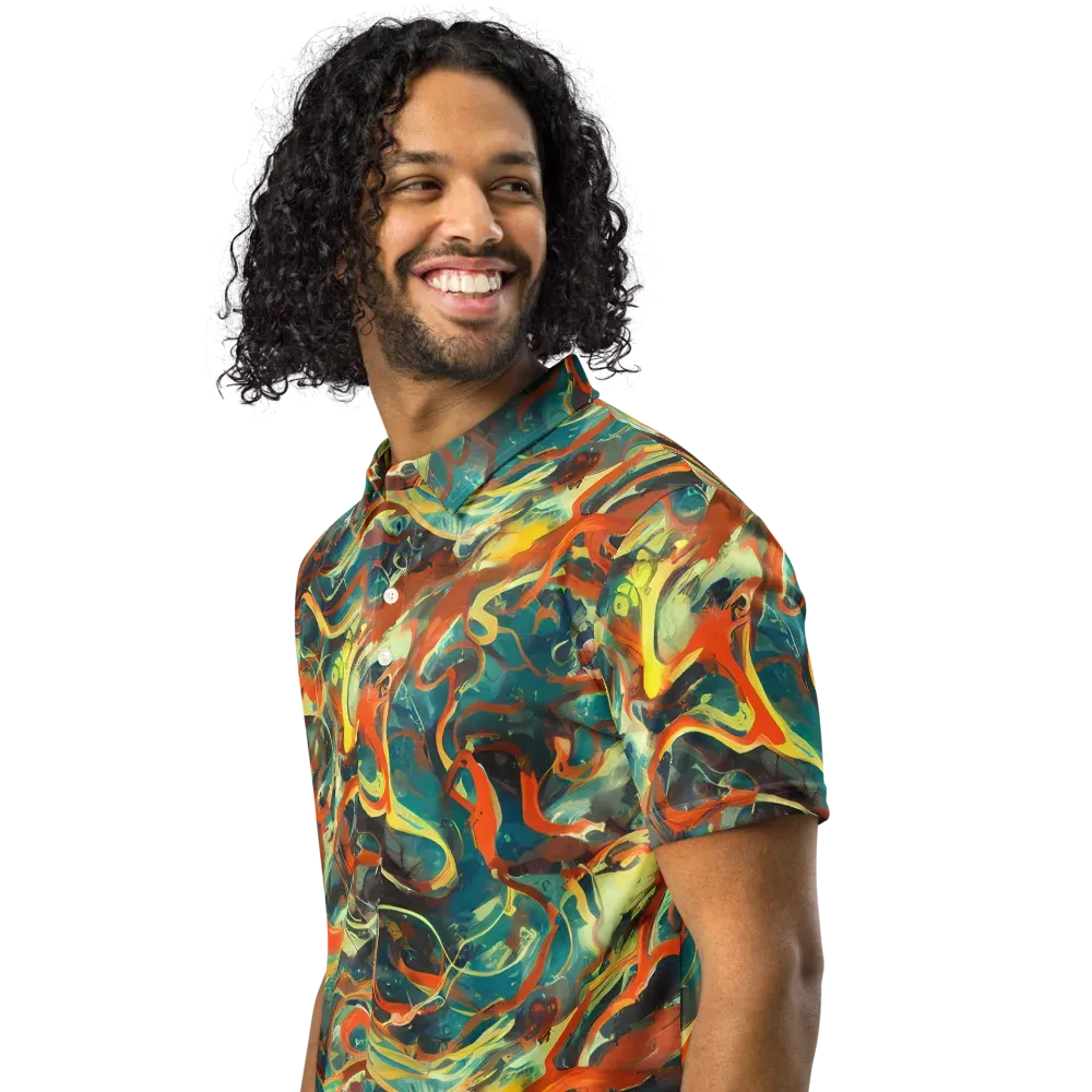 Chromatic Vortex on Men's Slim Fit Polo Shirt — Left Front