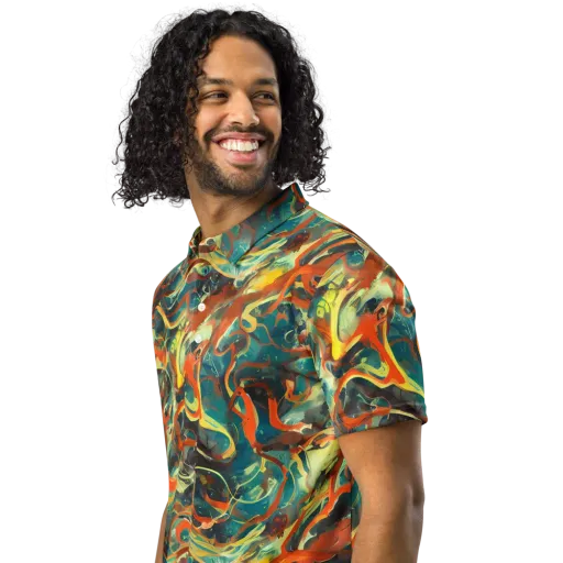 Chromatic Vortex on a Men's Slim Fit Polo Shirt
