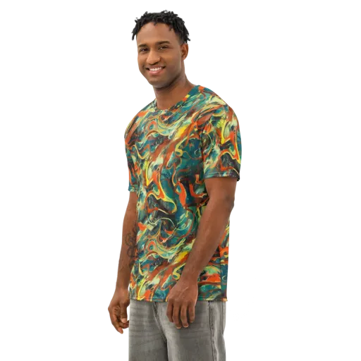 Chromatic Vortex on a Men's Cotton Crew Neck T-Shirt