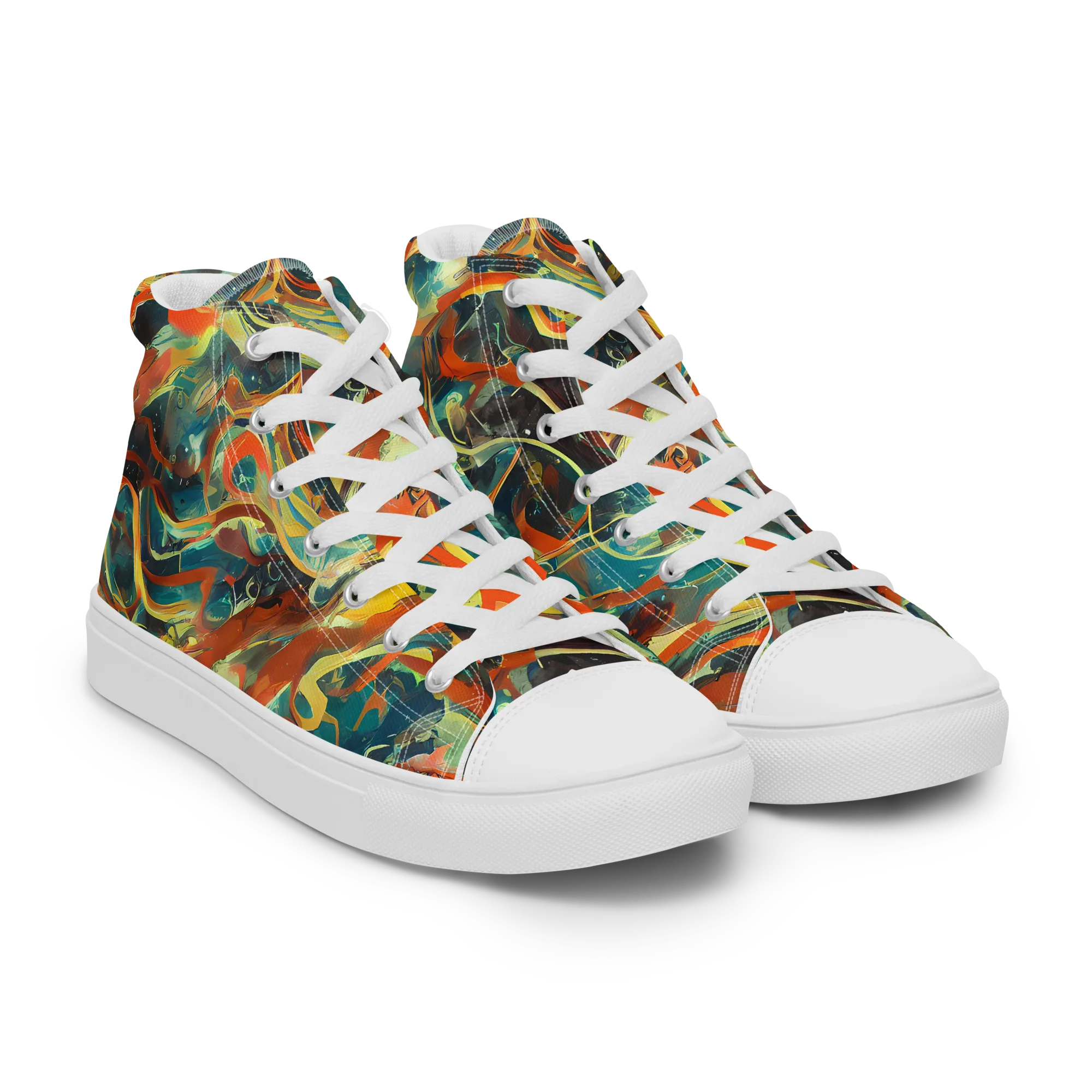 Chromatic Vortex on Men's High Top Canvas Shoes — Right Front