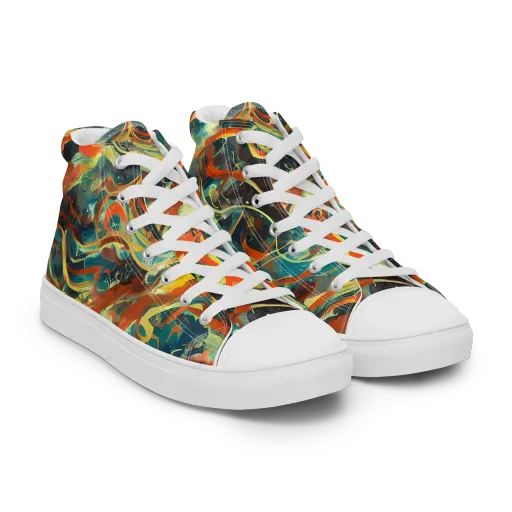 Chromatic Vortex on a Men's High Top Canvas Shoes