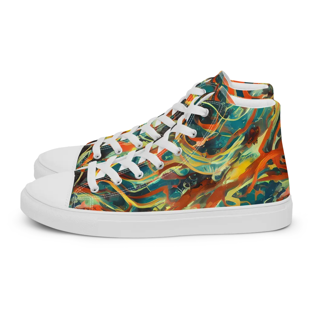 Chromatic Vortex on Men's High Top Canvas Shoes — Left