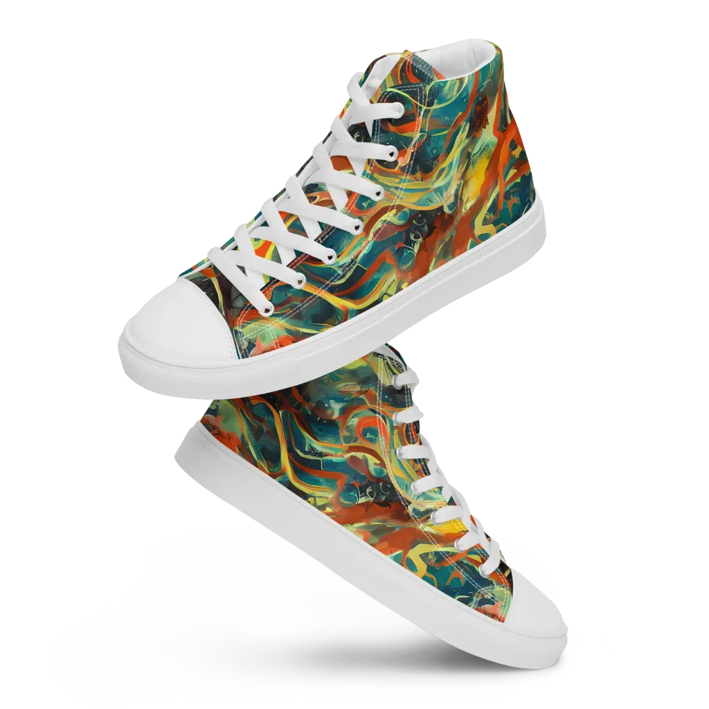 Chromatic Vortex on Men's High Top Canvas Shoes — Front