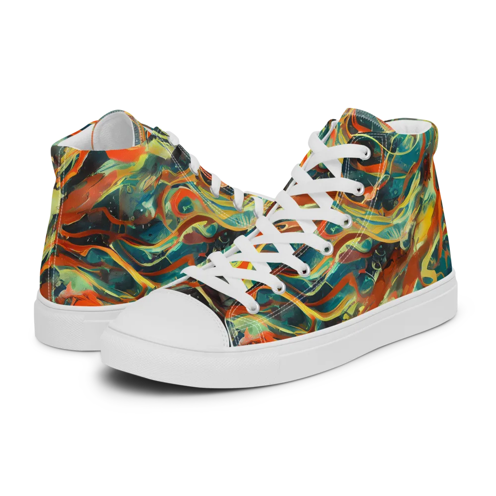 Chromatic Vortex on Women's High Top Canvas Shoes — Left