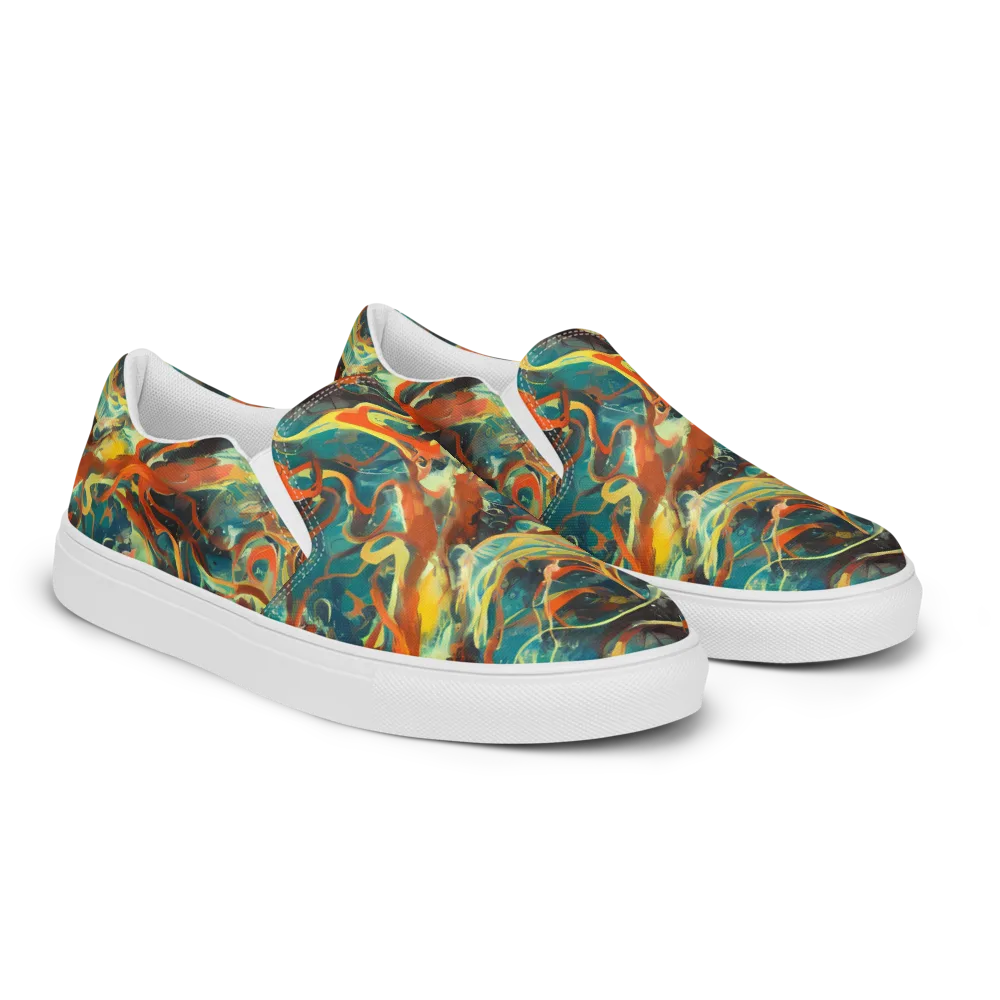 Chromatic Vortex on Men's Slip-On Canvas Shoes — Right Front