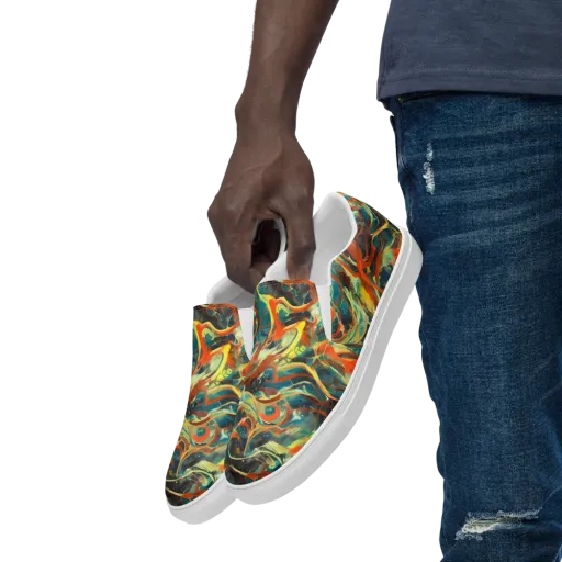 Chromatic Vortex on a Men's Slip-On Canvas Shoes