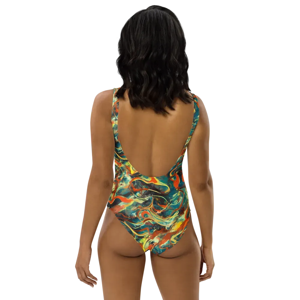 Chromatic Vortex on One-Piece Swimsuit — Back
