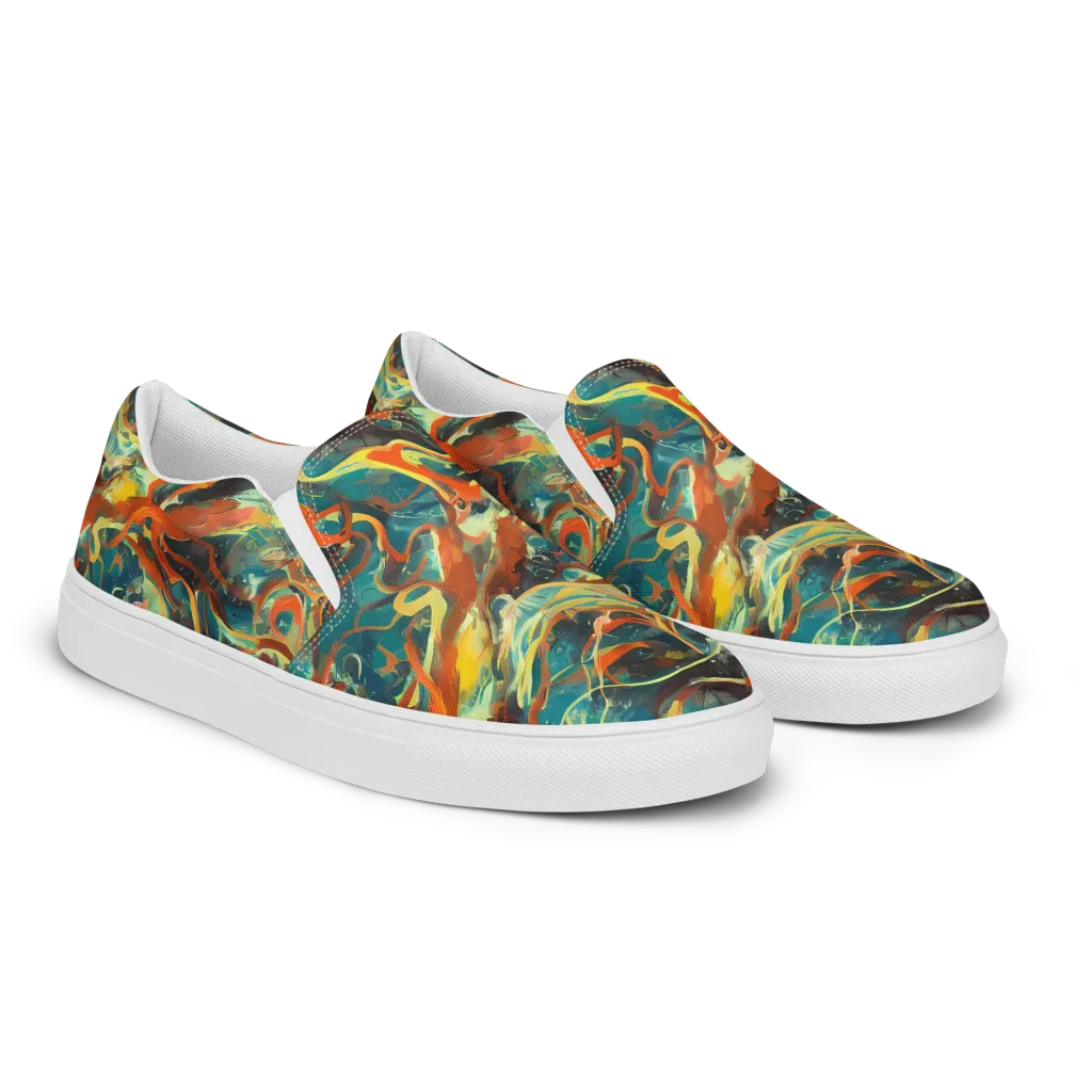 Chromatic Vortex on Women's Slip-On Canvas Shoes — Right Front