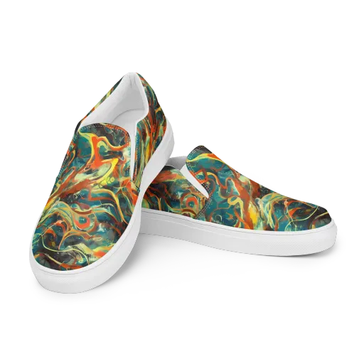 Chromatic Vortex on a Women's Slip-On Canvas Shoes