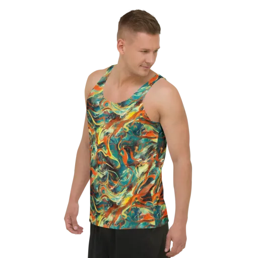 Chromatic Vortex on a Men's Tank Top