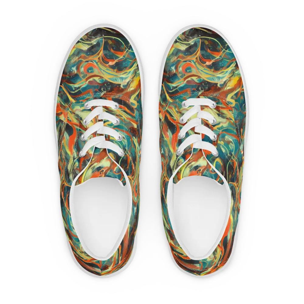 Chromatic Vortex on Men's Lace-Up Canvas Shoes — Front