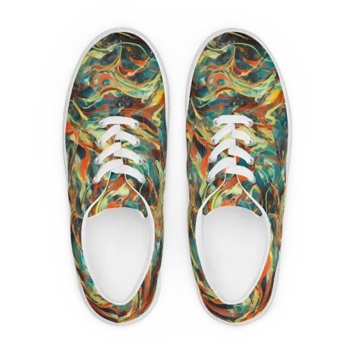 Chromatic Vortex on a Men's Lace-Up Canvas Shoes