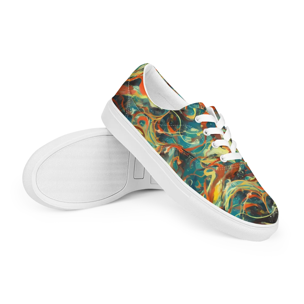 Chromatic Vortex on Men's Lace-Up Canvas Shoes — Right Front