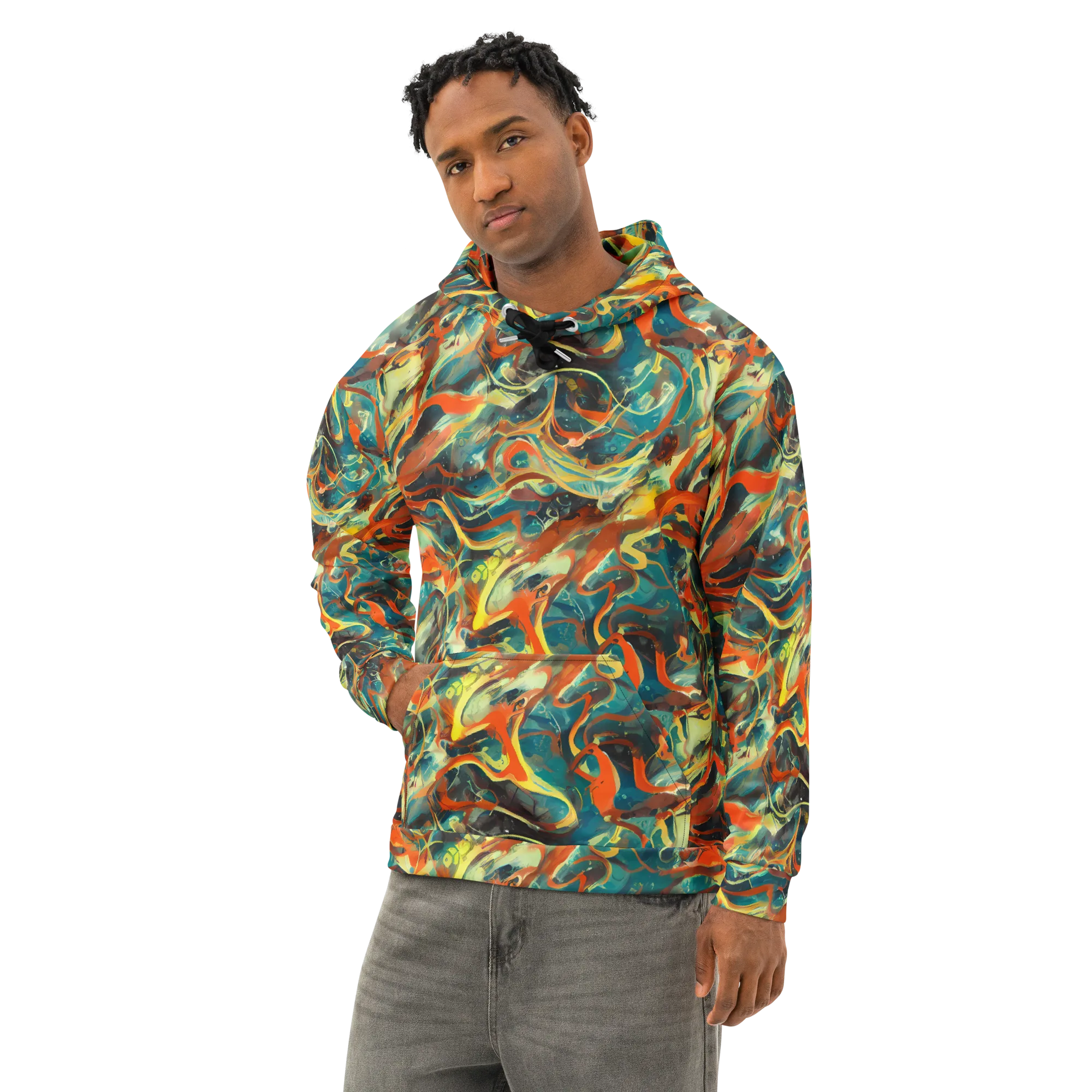 Chromatic Vortex on Cotton Hoodie — Left Front