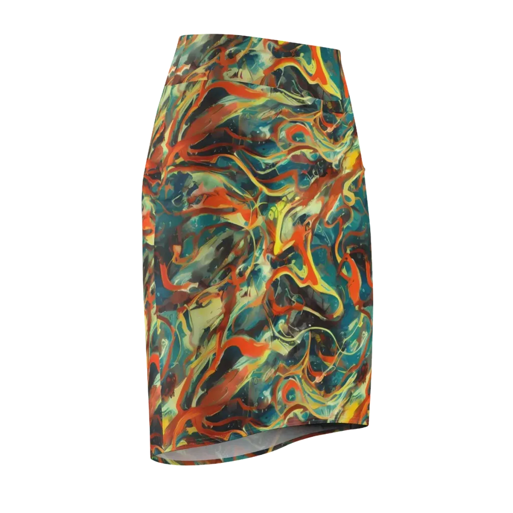 Chromatic Vortex on Pencil Skirt — Front Side