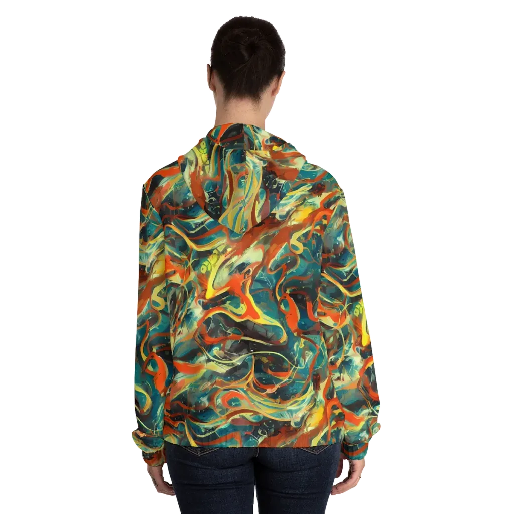 Chromatic Vortex on Women's Full-Zip Hoodie — Back On Person