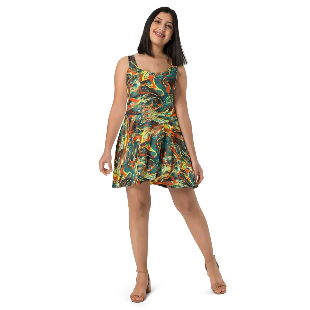 Chromatic Vortex on Skater Dress — Front