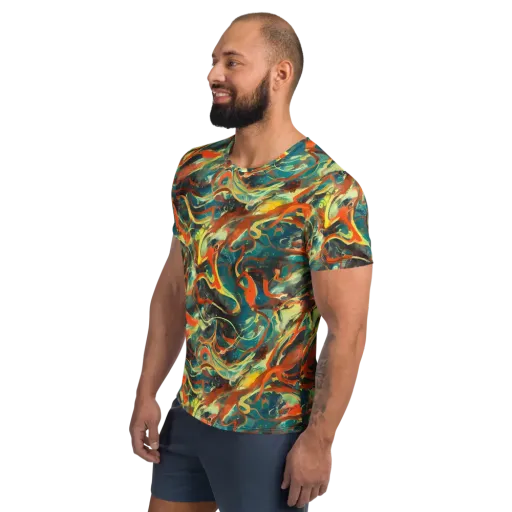Chromatic Vortex on a Men's Athletic T-Shirt