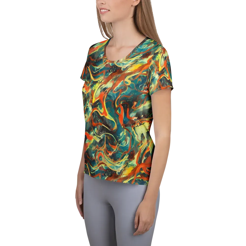 Chromatic Vortex on Women's Athletic T-Shirt — Left