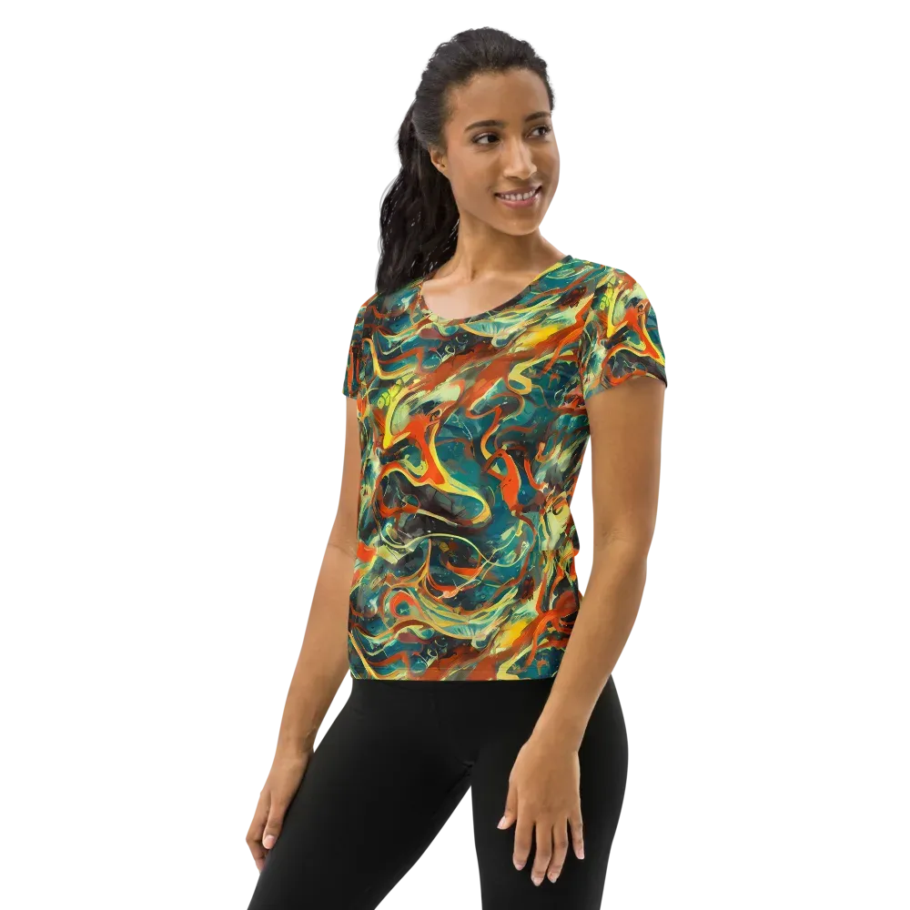 Chromatic Vortex on Women's Athletic T-Shirt — Left