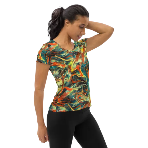 Chromatic Vortex on a Women's Athletic T-Shirt