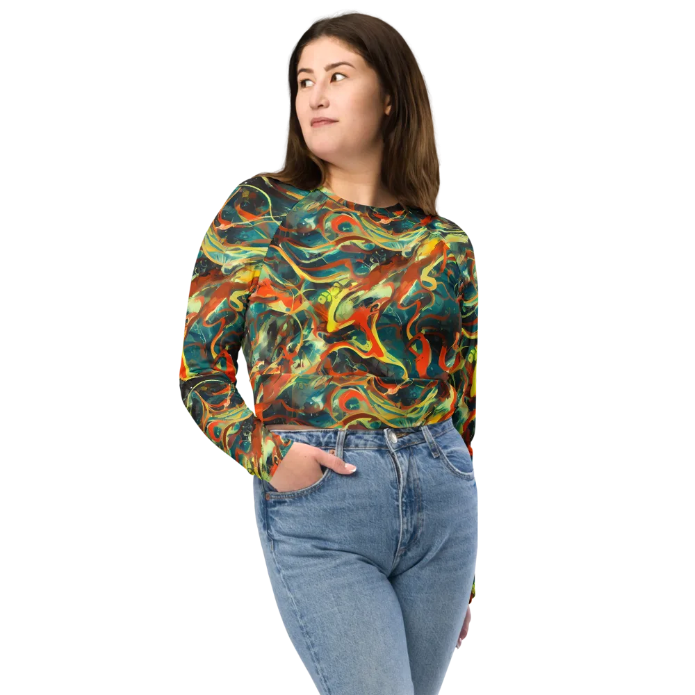 Chromatic Vortex on Long Sleeve Crop Top — Front