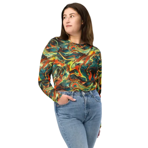 Chromatic Vortex on a Long Sleeve Crop Top