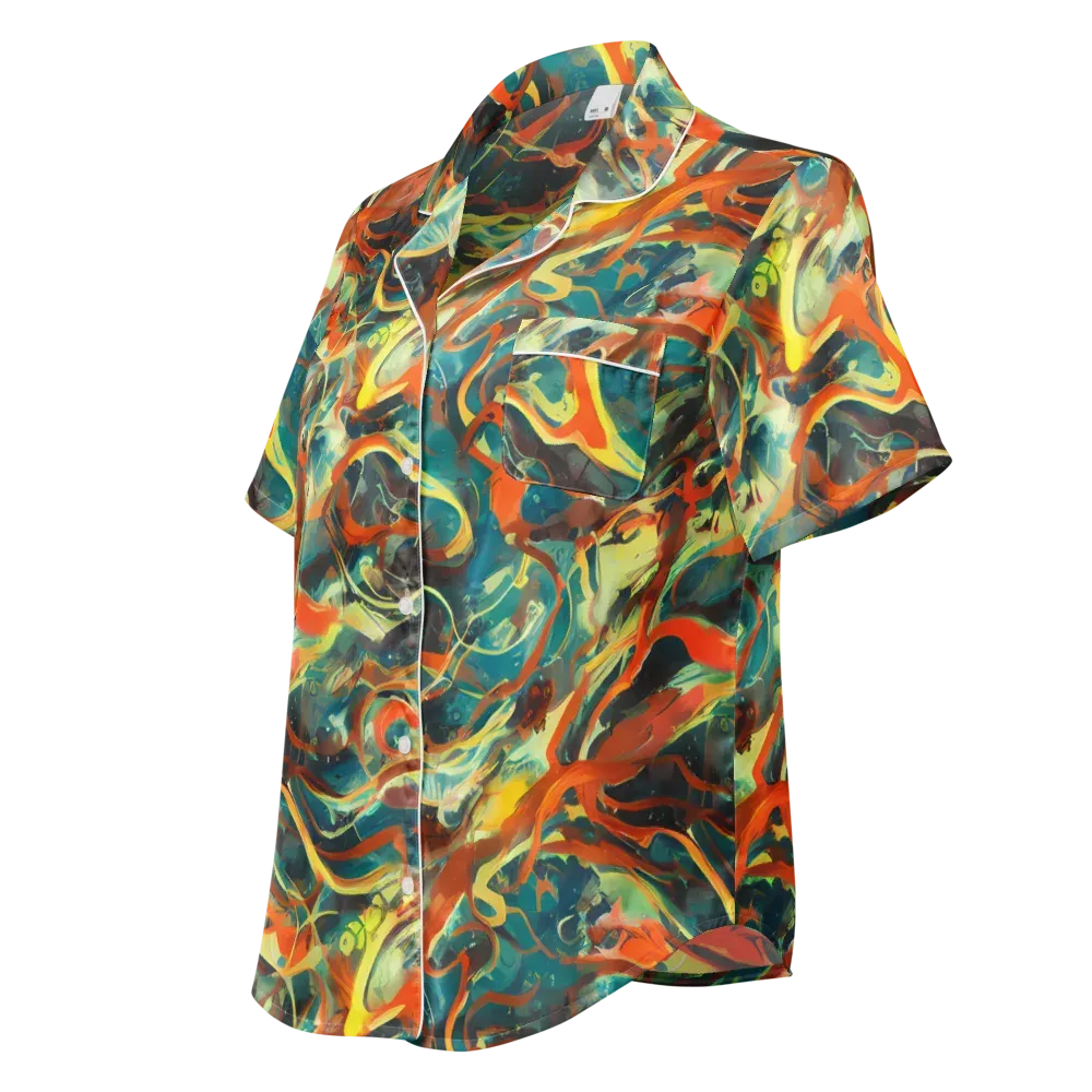Chromatic Vortex on Women's Short Sleeve Pajama Top — Left Front