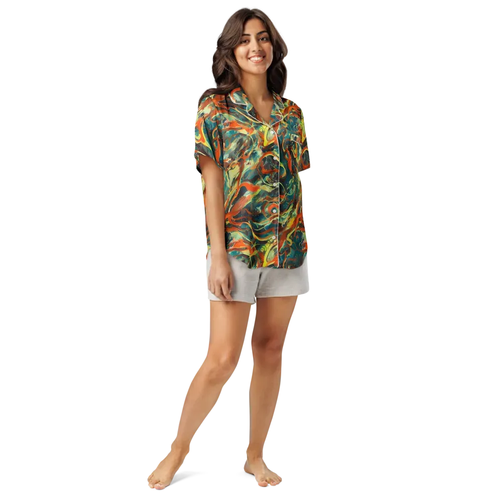 Chromatic Vortex on Women's Short Sleeve Pajama Top — Front