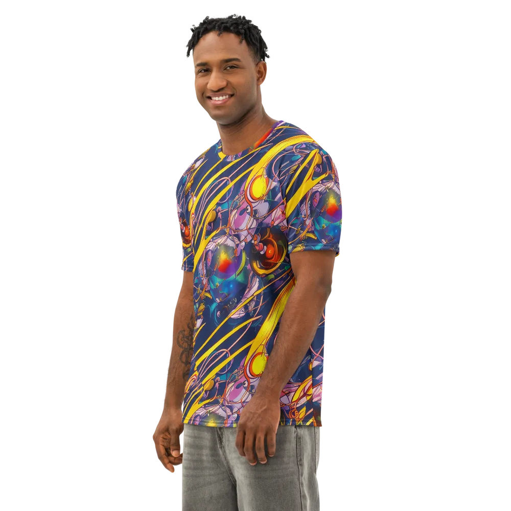 Vector Rhapsody on Men's Cotton Crew Neck T-Shirt — Left Front
