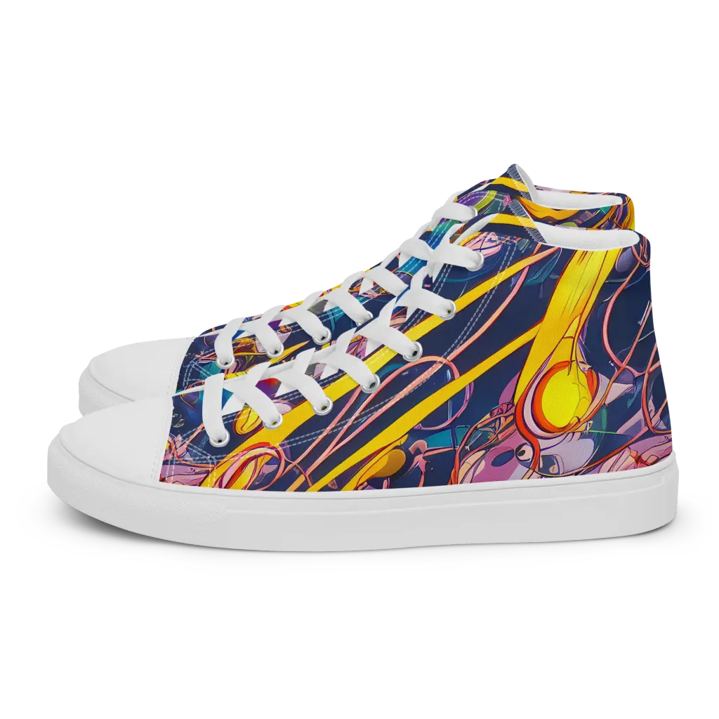 Vector Rhapsody on Men's High Top Canvas Shoes — Left