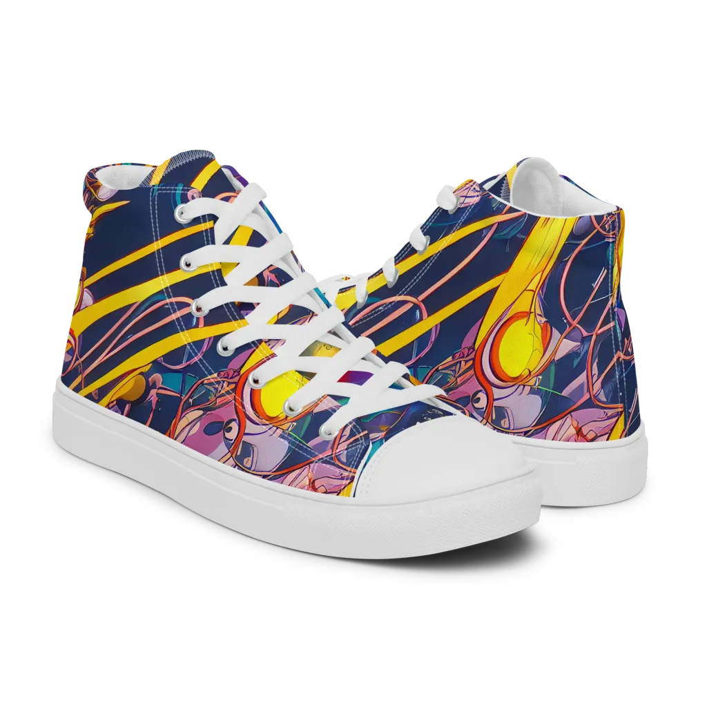 Vector Rhapsody on Men's High Top Canvas Shoes — Right