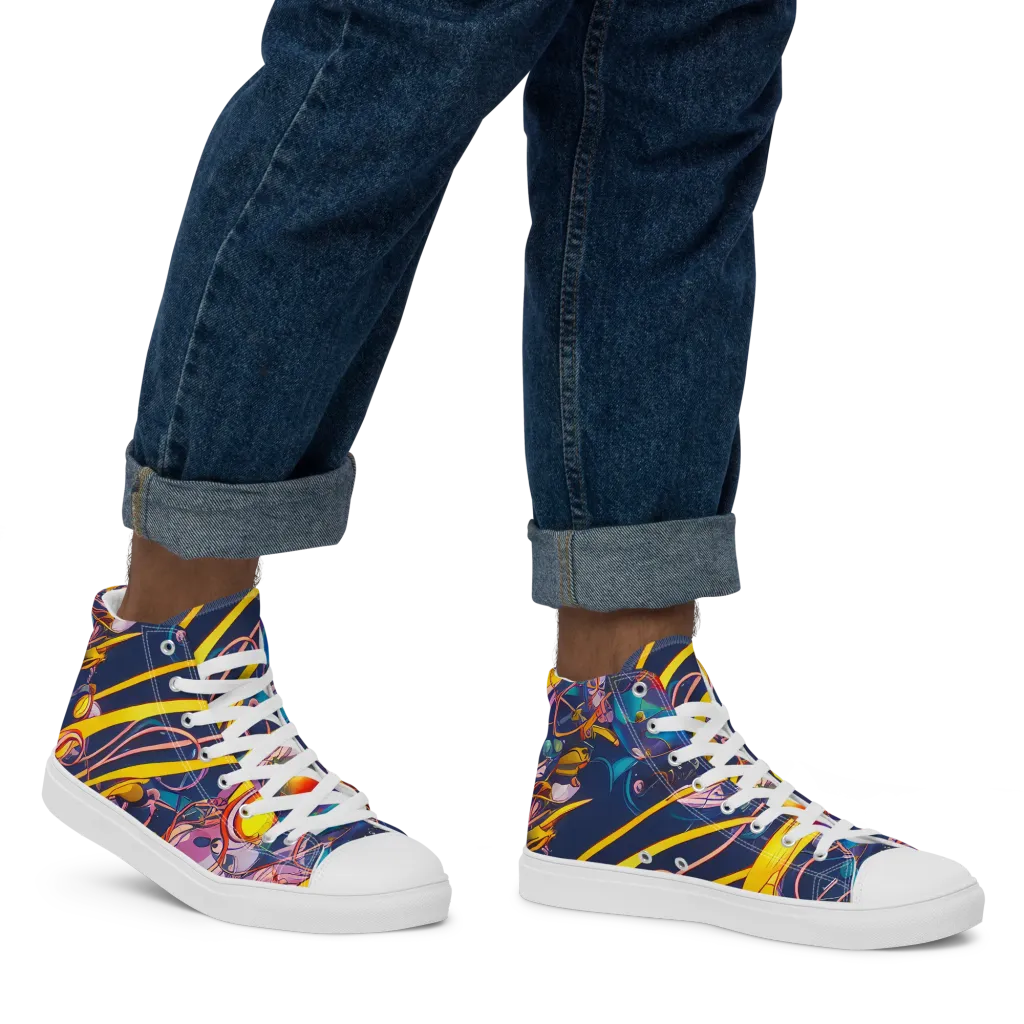 Vector Rhapsody on Men's High Top Canvas Shoes — Right