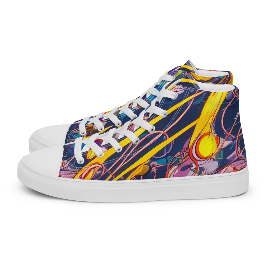 Vector Rhapsody on Women's High Top Canvas Shoes — Left