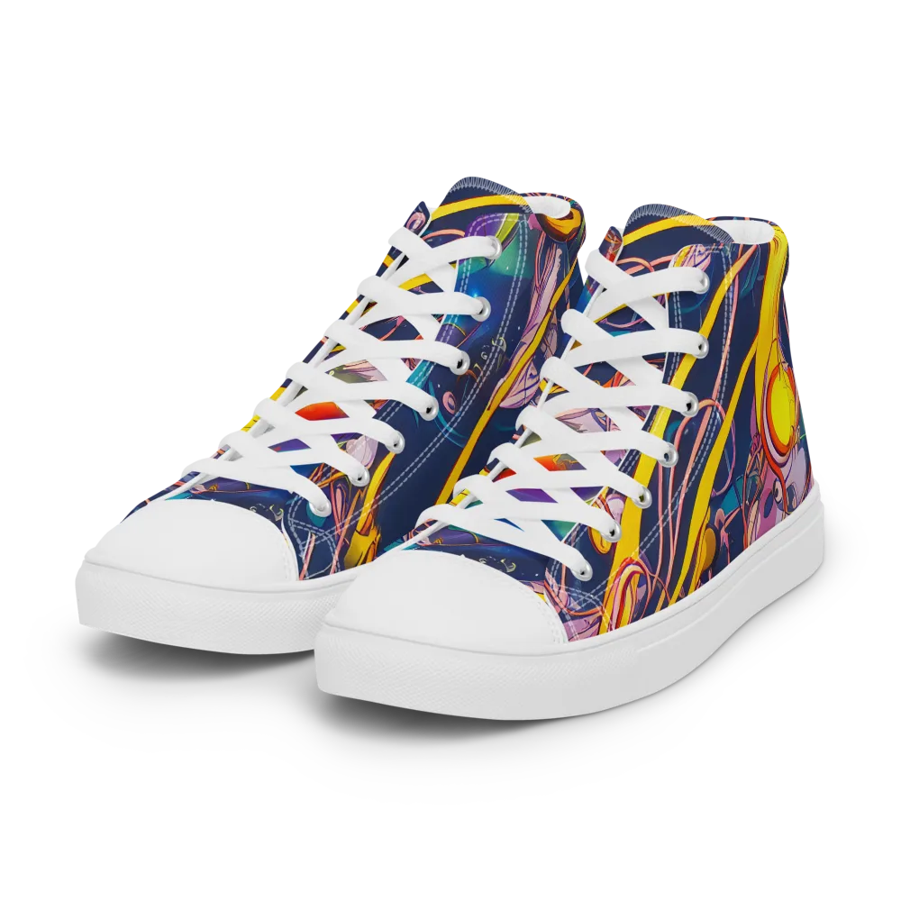 Vector Rhapsody on Women's High Top Canvas Shoes — Left Front