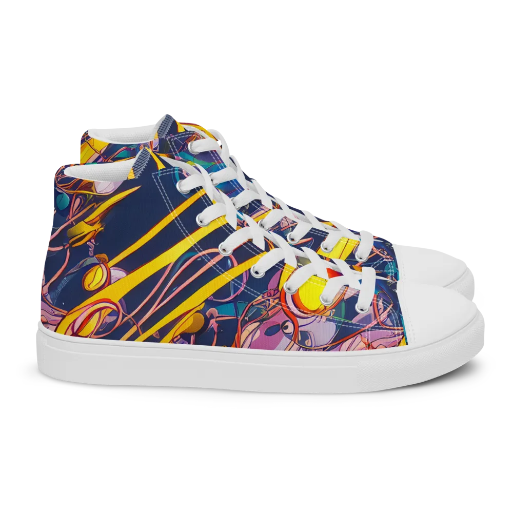 Vector Rhapsody on Women's High Top Canvas Shoes — Right