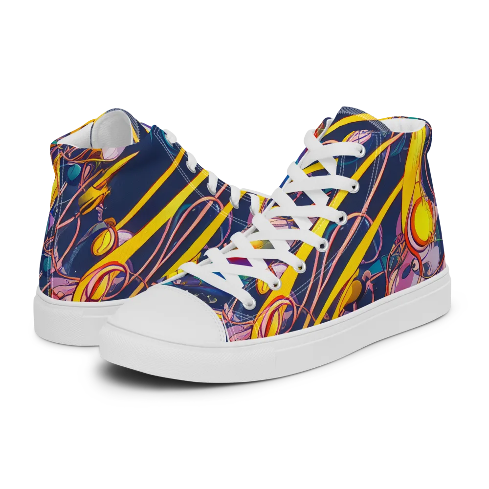 Vector Rhapsody on Women's High Top Canvas Shoes — Left