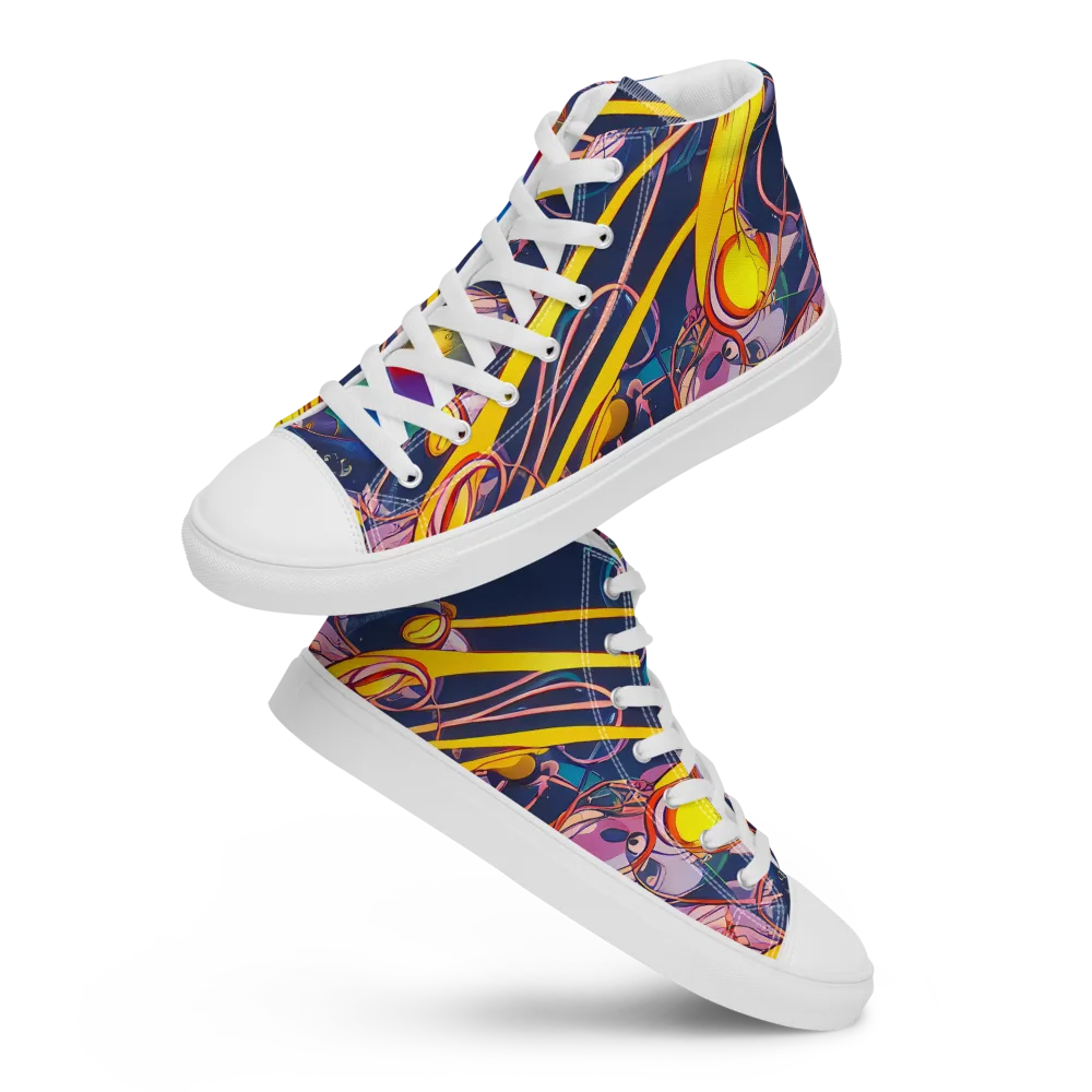 Vector Rhapsody on Women's High Top Canvas Shoes — Front