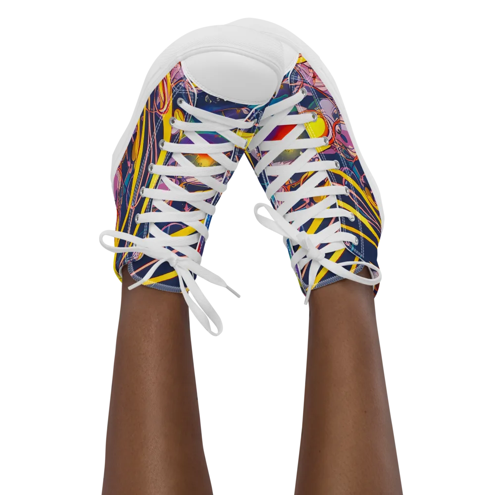 Vector Rhapsody on Women's High Top Canvas Shoes — Front