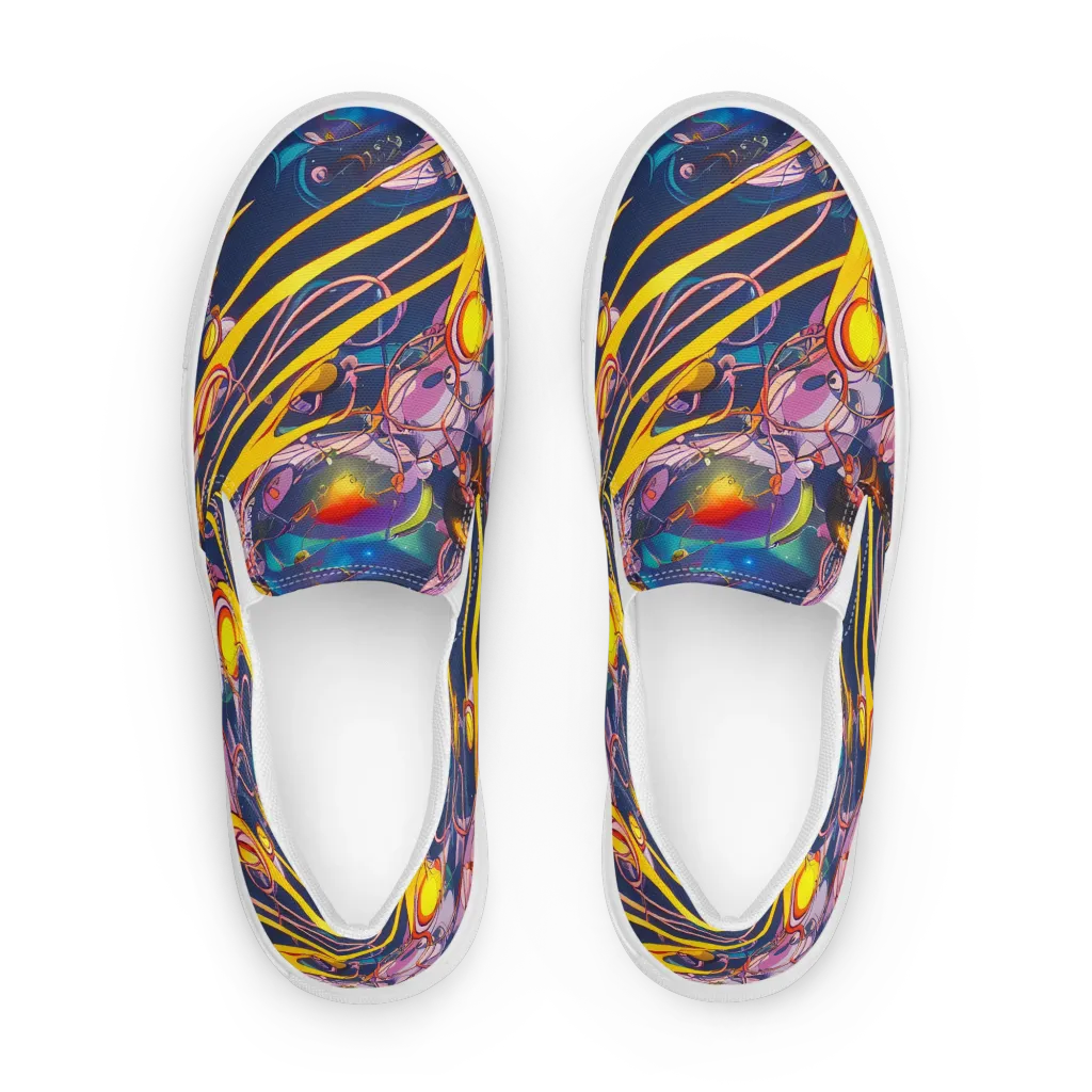 Vector Rhapsody on Men's Slip-On Canvas Shoes — Front