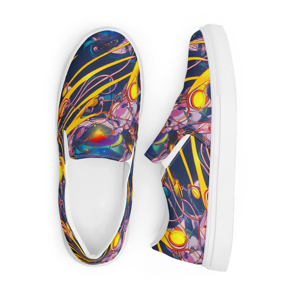 Vector Rhapsody on Men's Slip-On Canvas Shoes — Front