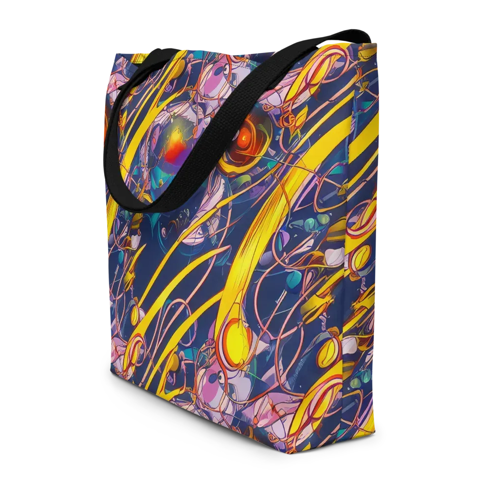 Vector Rhapsody on Large Tote Bag W/ Pocket — Front