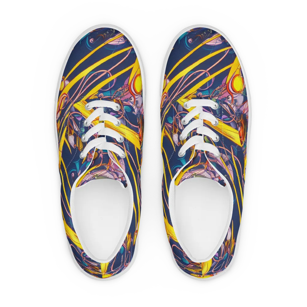 Vector Rhapsody on Men's Lace-Up Canvas Shoes — Front