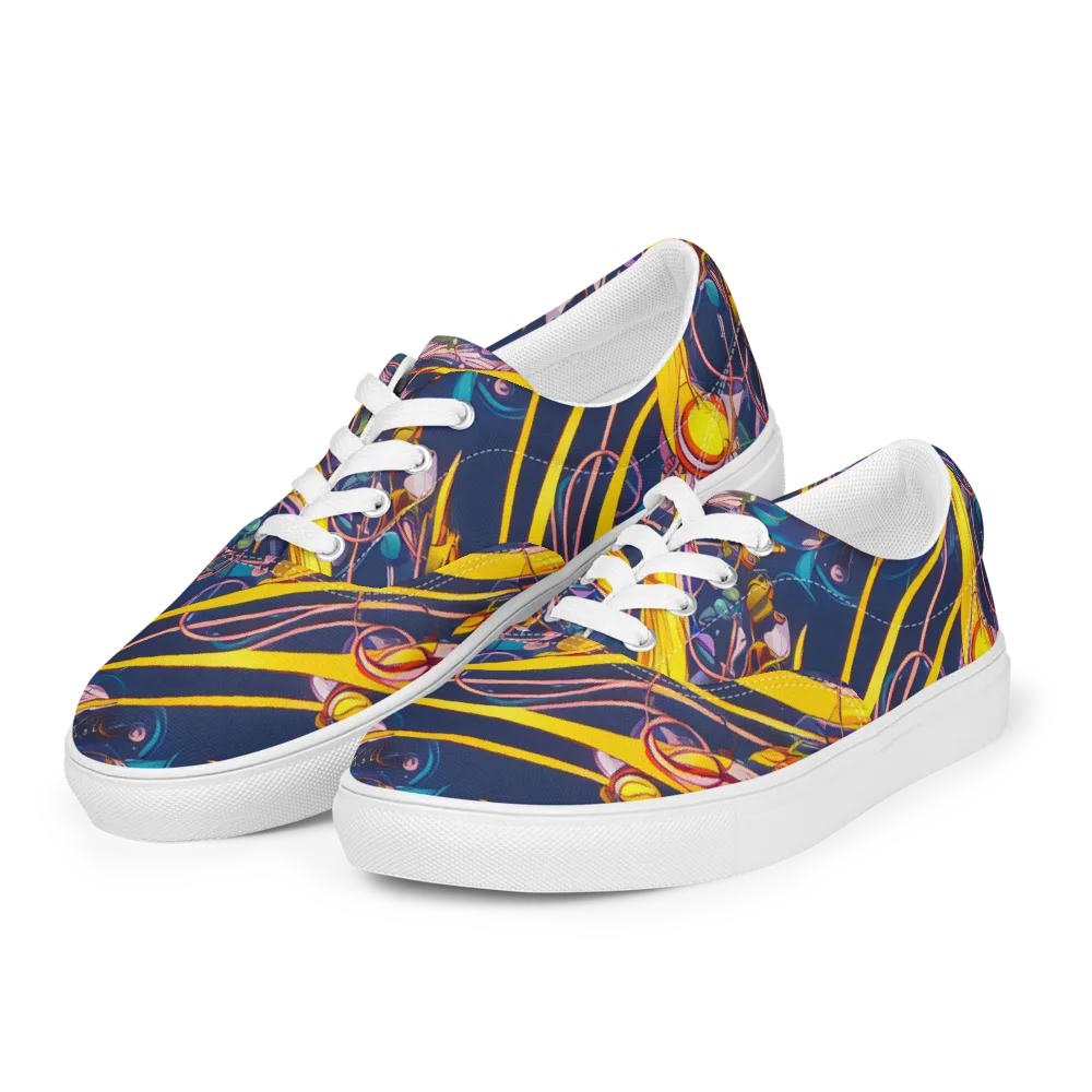 Vector Rhapsody on Men's Lace-Up Canvas Shoes — Left Front