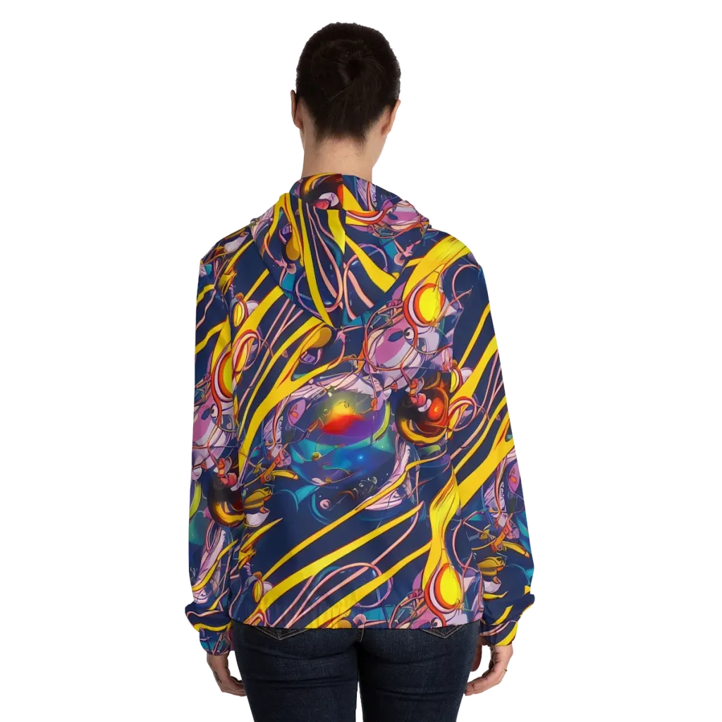 Vector Rhapsody on Women's Full-Zip Hoodie — Back On Person