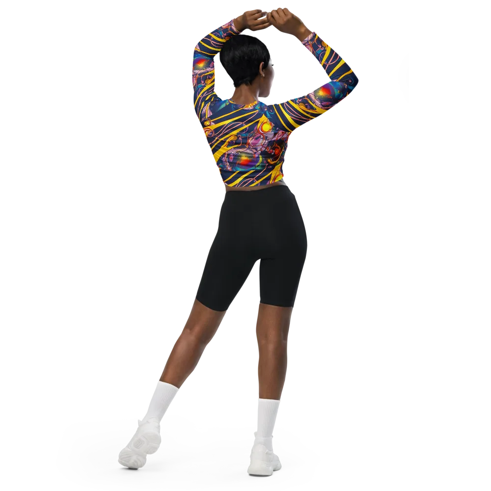 Vector Rhapsody on Long Sleeve Crop Top — Back