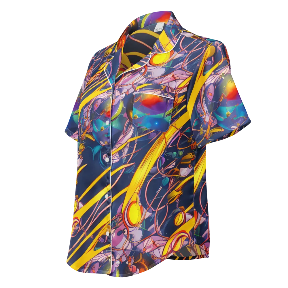 Vector Rhapsody on Women's Short Sleeve Pajama Top — Left Front