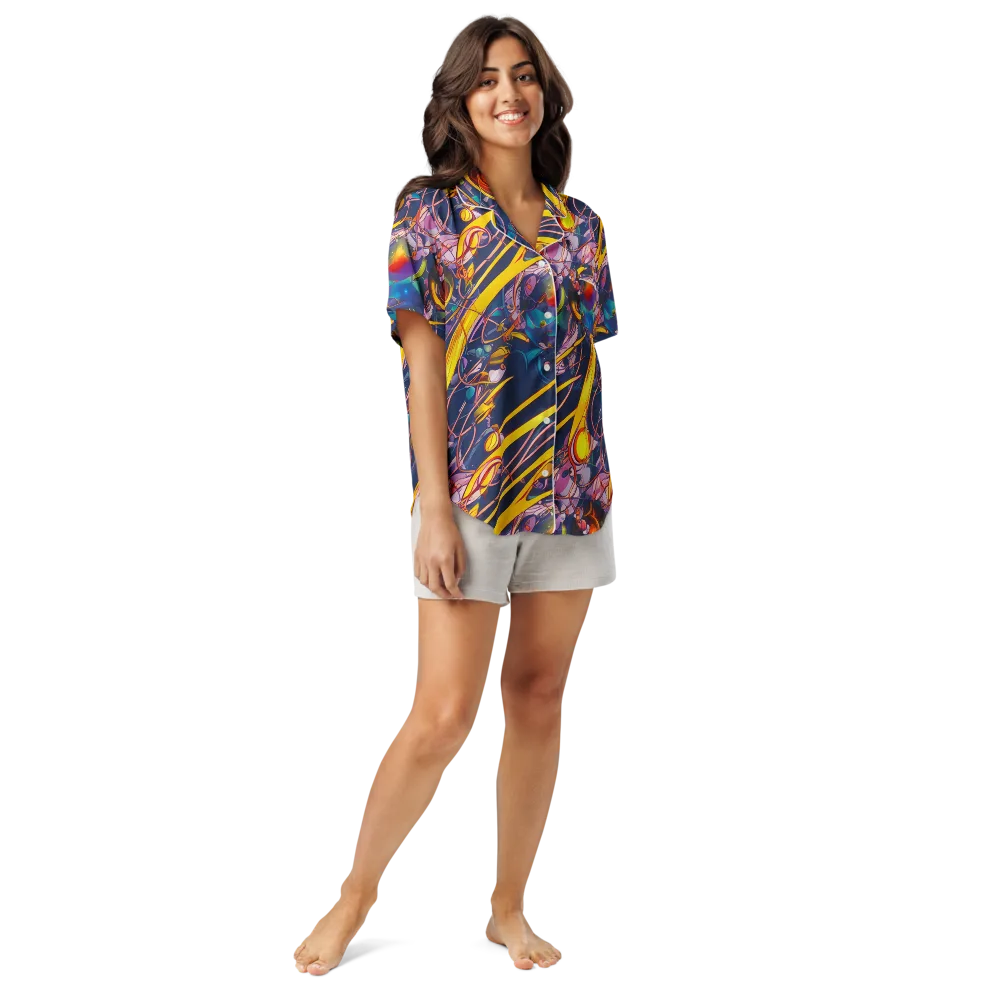 Vector Rhapsody on Women's Short Sleeve Pajama Top — Front