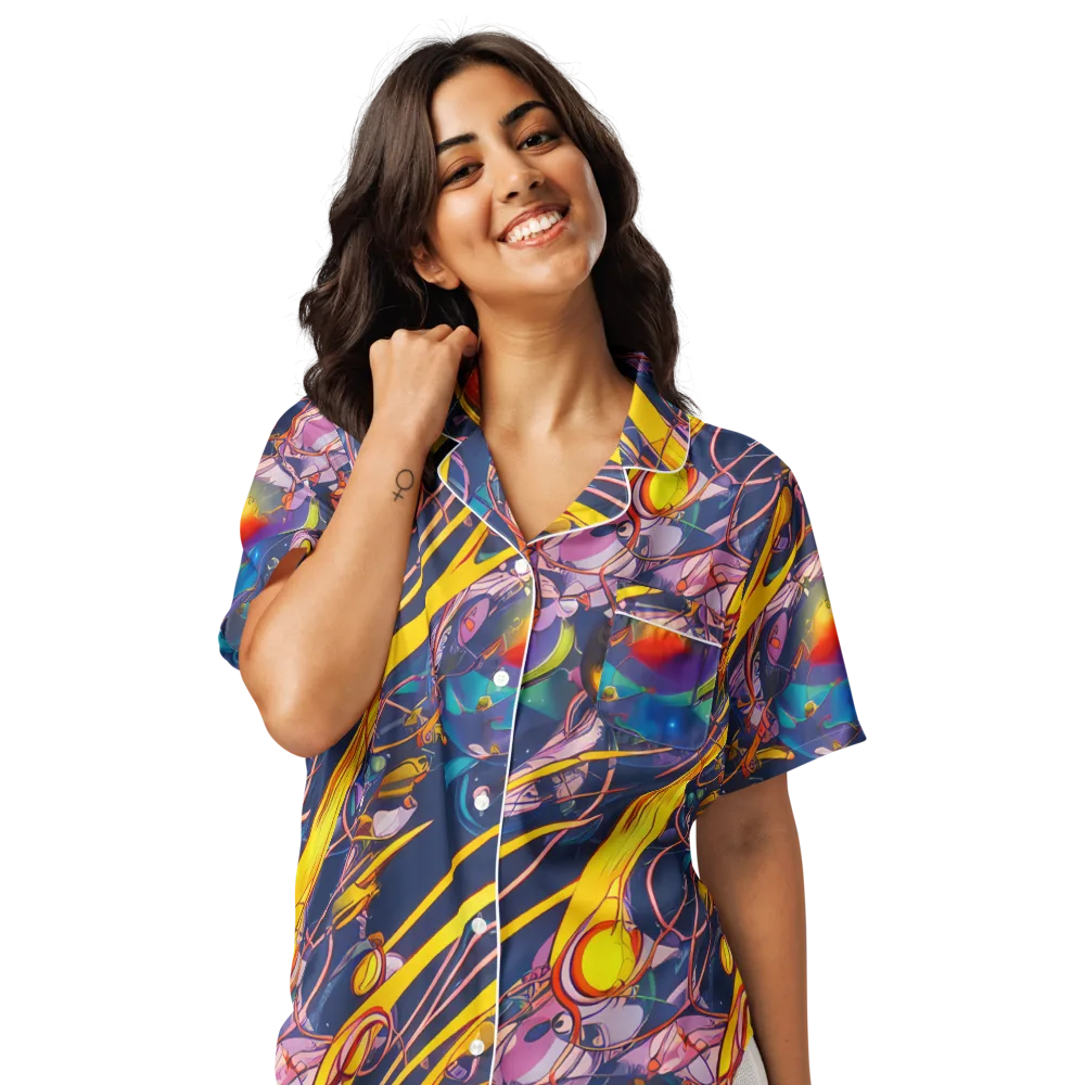 Vector Rhapsody on Women's Short Sleeve Pajama Top — Front