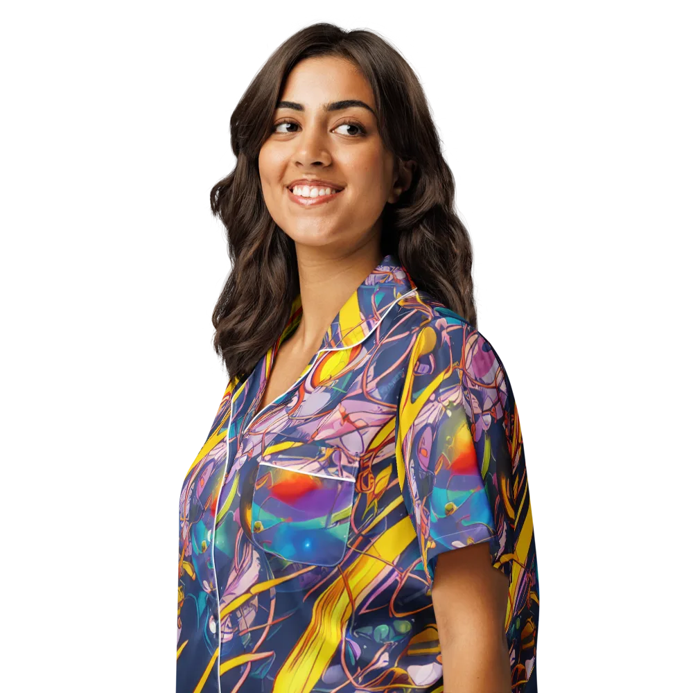 Vector Rhapsody on Women's Short Sleeve Pajama Top — Left Front